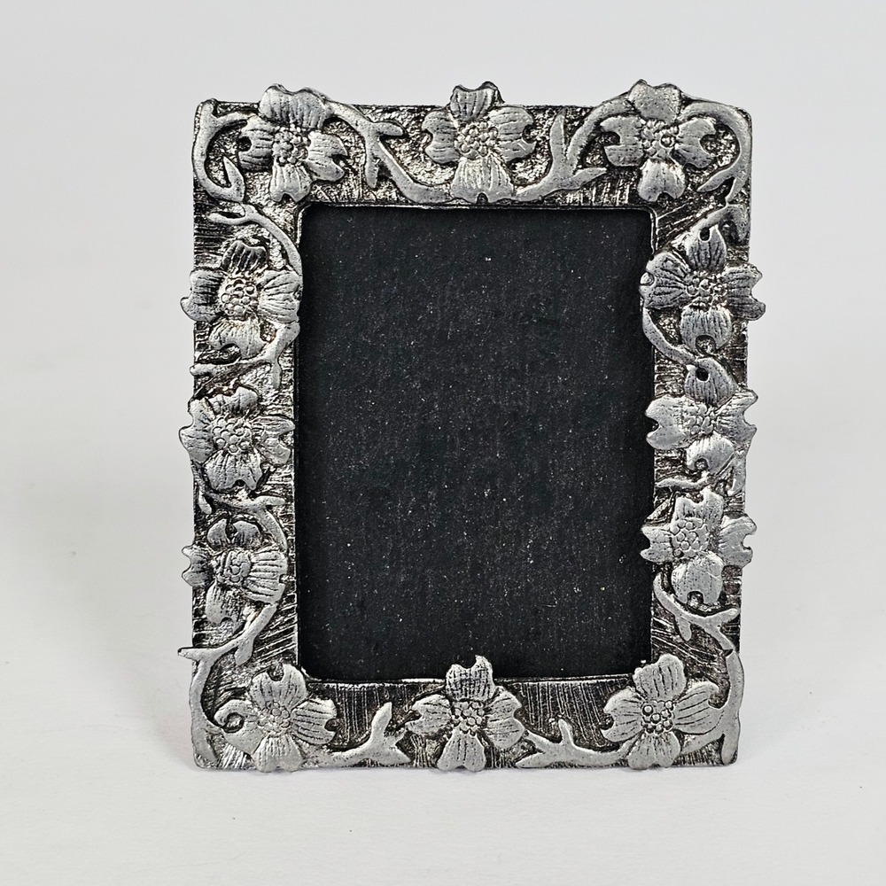 Vintage Miniature Picture Frame Floral Silver Shabby Chic Victorian Ornate